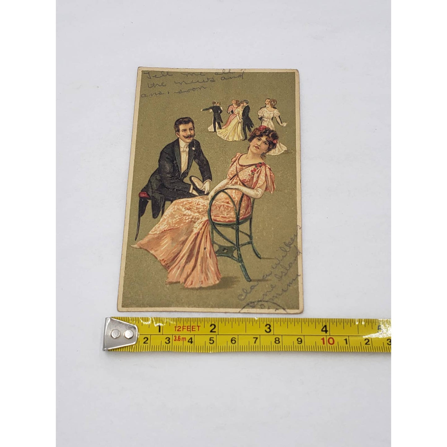 c1900s Dance Card Romantic Antique Postcard