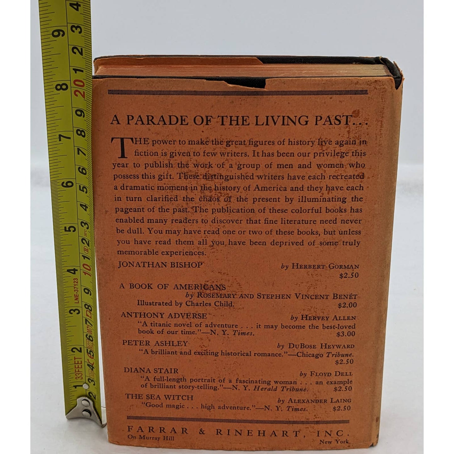 Jonathan Bishop By Herbert Gorman Vintage Historical Novel 1933