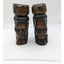 Vintage Jamaica Wooden Carved Bust Figurine Pair Female And Bearded Male 9" Tall