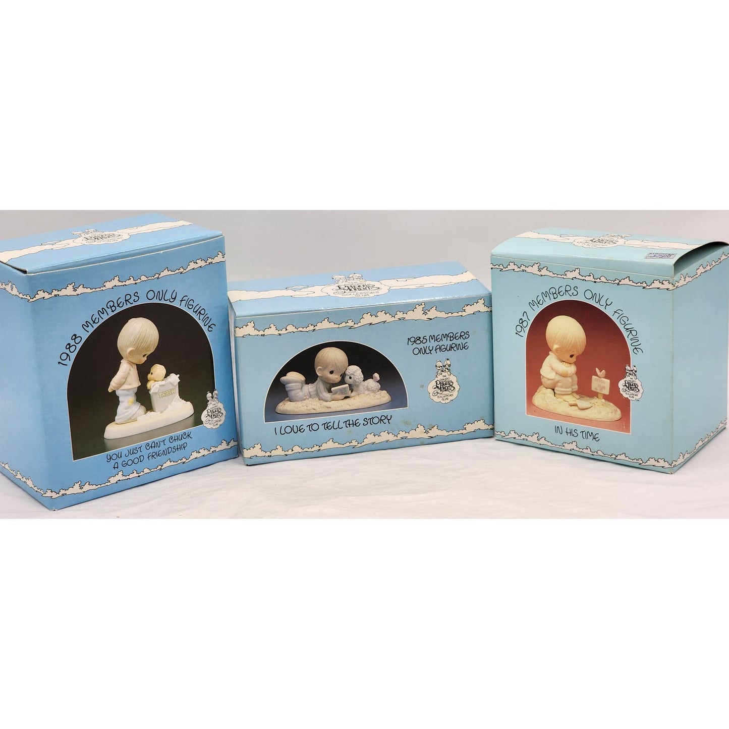 Precious Moments Members Only Figurines Lot Chuck Friendship Vintage 1980s W/Box