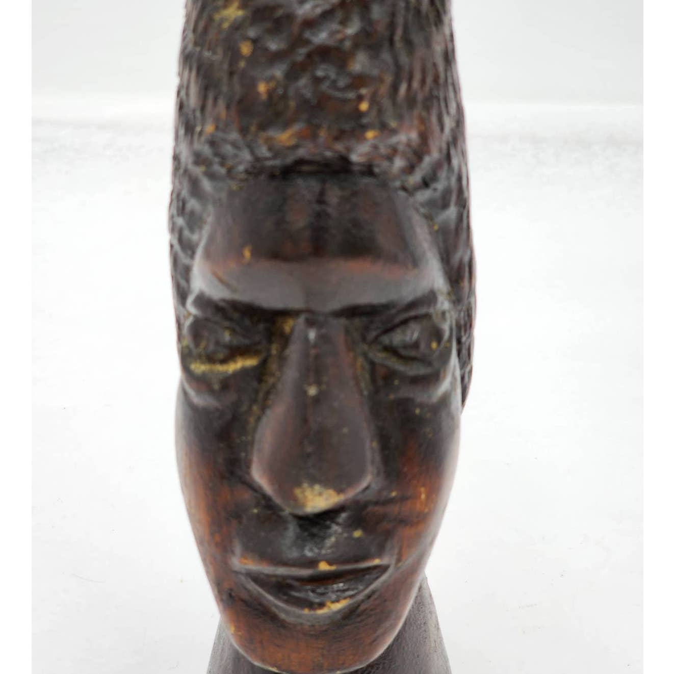 Vintage African Figurine Hand Carved Wooden Sculpture Statue Bust 8" Tall