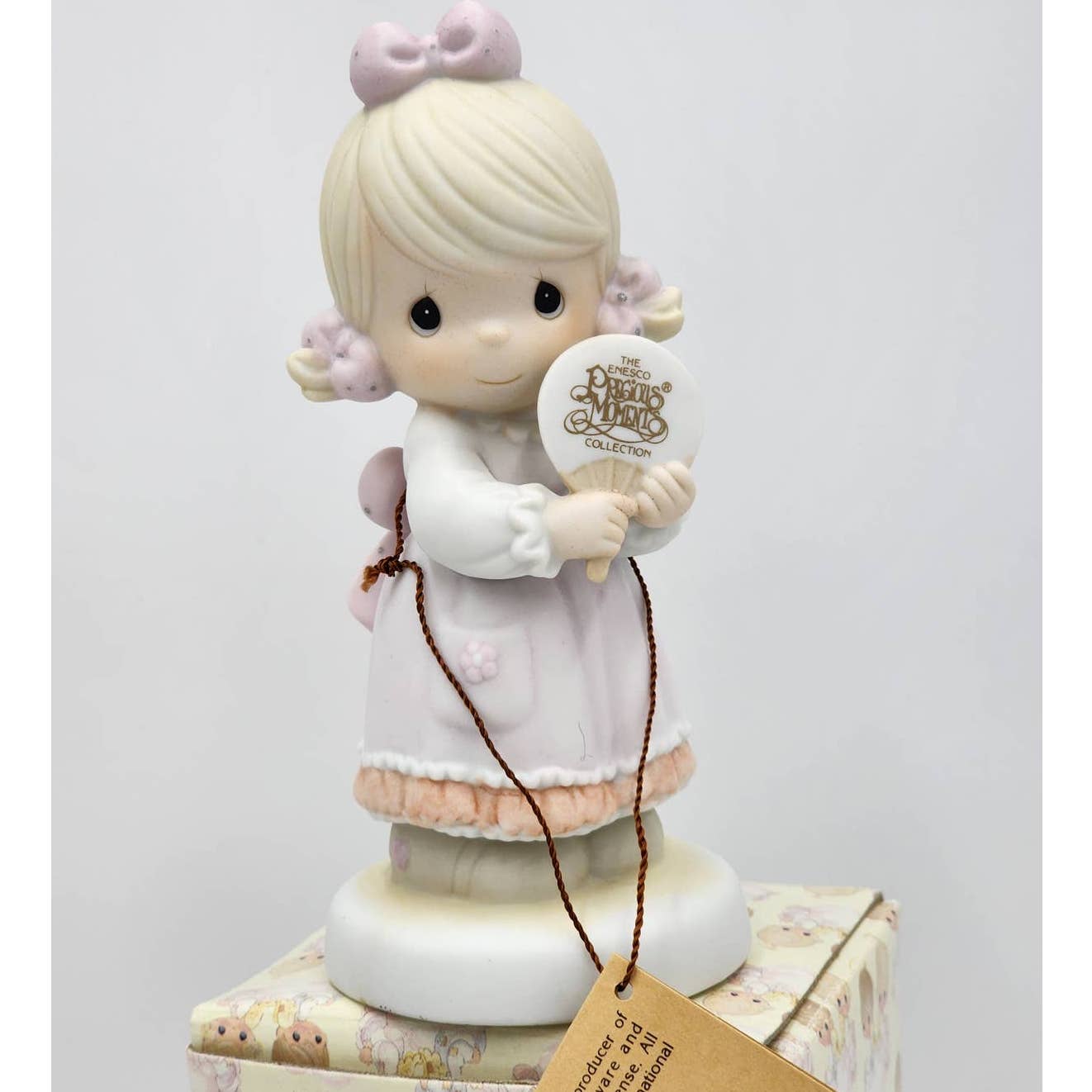Precious Moments Figurine I'm A Precious Moments Fan 1990 Limited Box Tags