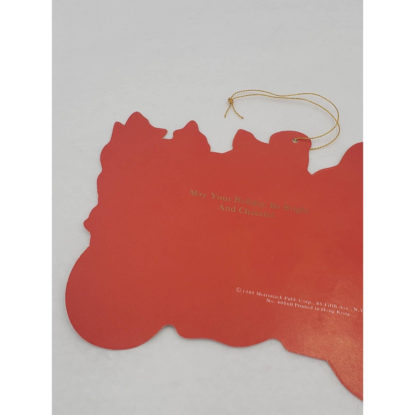 Vintage 1985 Merrimack Santa Vehicle Christmas Die Cut Hanging Card Ornament