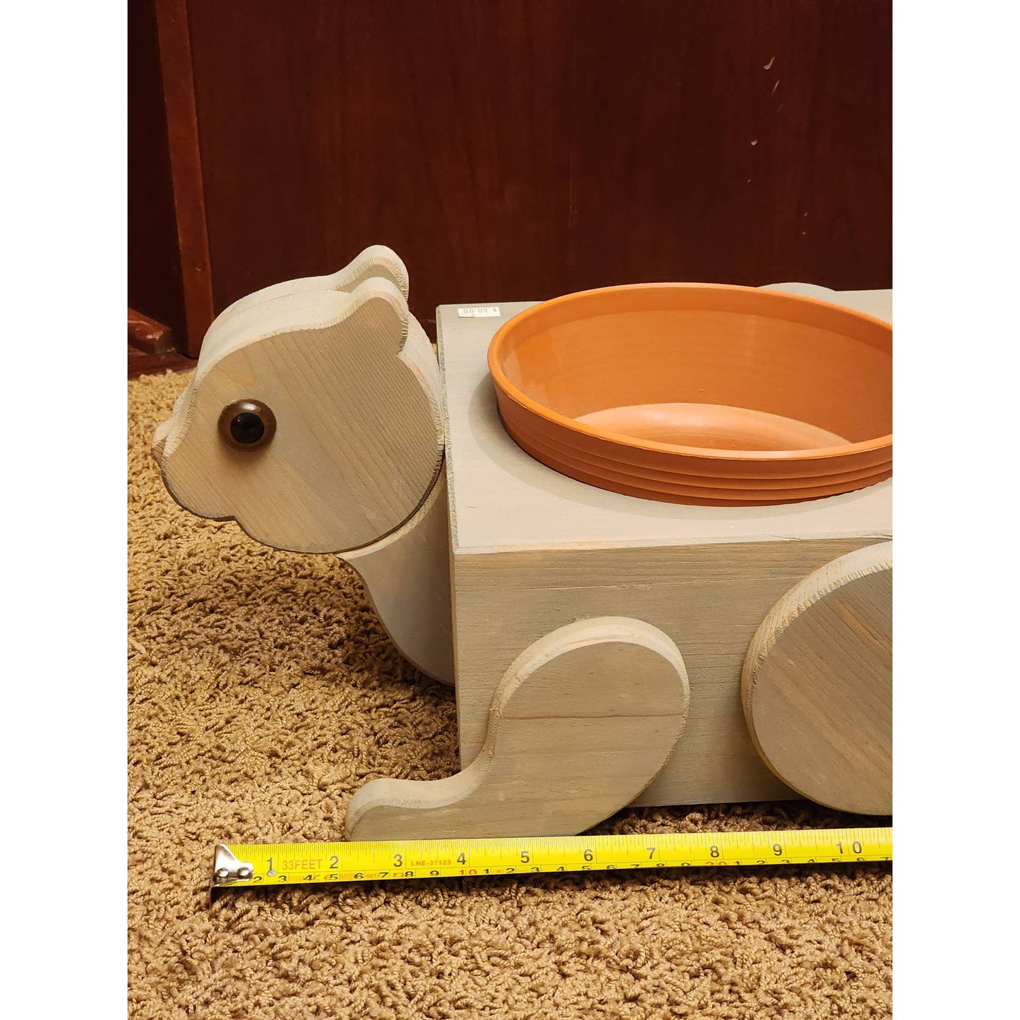 Squirrel Feeder Garden Planter Squirrel Shaped Wood Handcrafted 22" Long