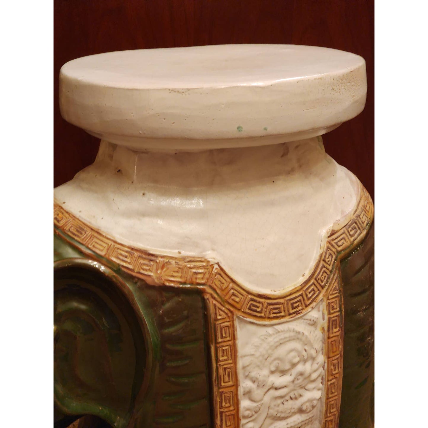 Elephant Figurine Garden Stool Plant Stand Planter Side End Table Vintage 21"