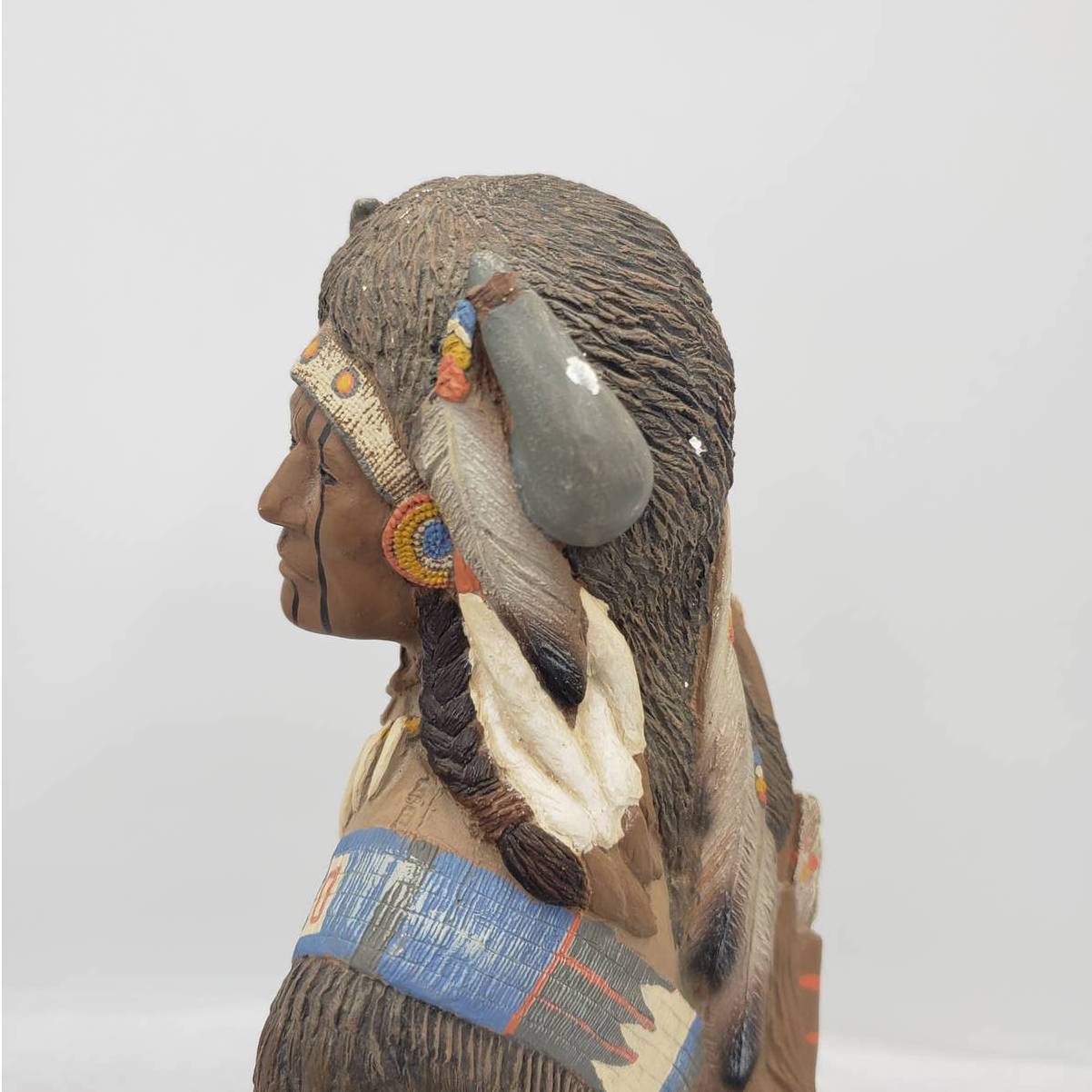 Vintage Teissedre Native American Figurine Holding Shield Made in USA 17" Tall