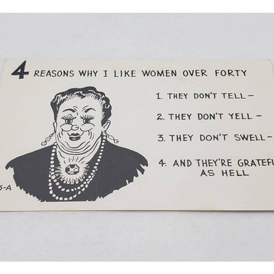 Cooper Photo Humor Laff Card 4 Reasons I Like Women Over 40 Vintage Postcard