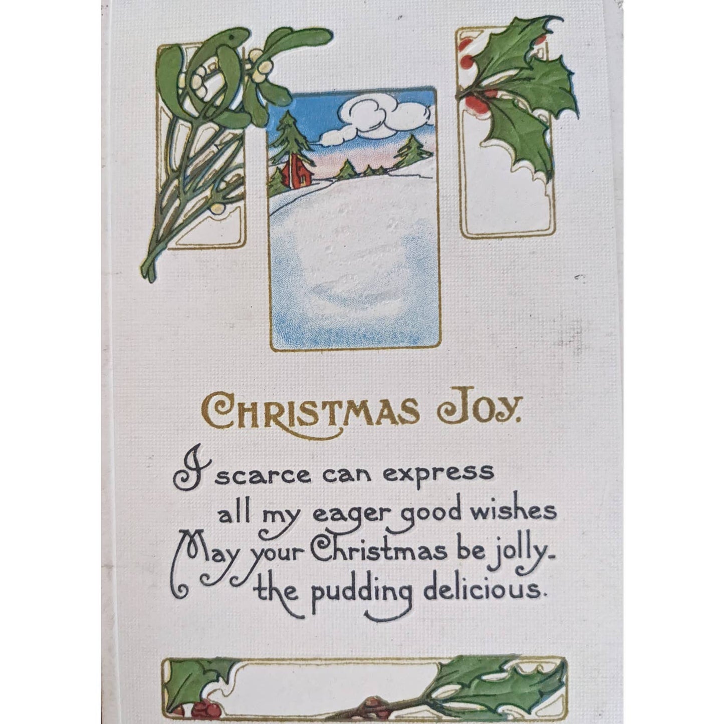 C1900-1915 Christmas Antique Postcard Set Of 7 Merry Christmas Wishes