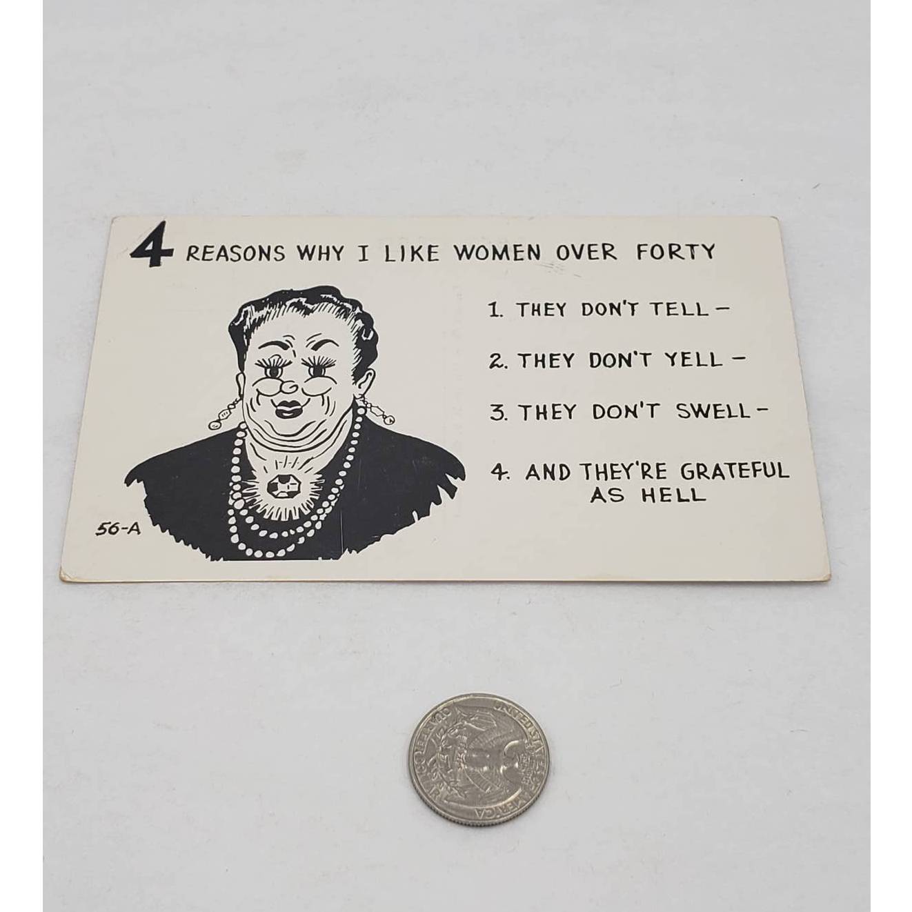Cooper Photo Humor Laff Card 4 Reasons I Like Women Over 40 Vintage Postcard