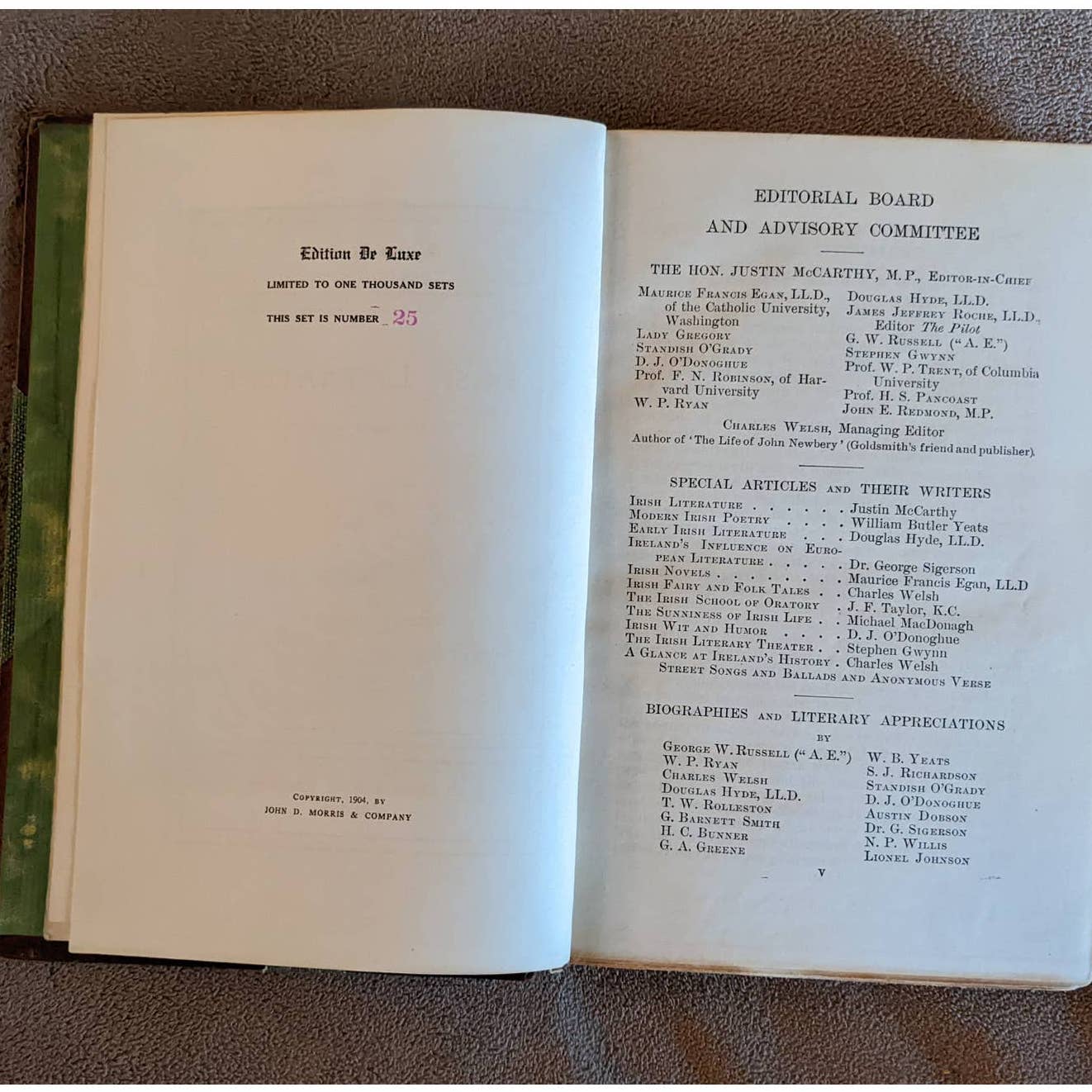 Antiquarian 1904 Irish Literature By Justin McCarthy Set of 5 Vol 1-10 Limited
