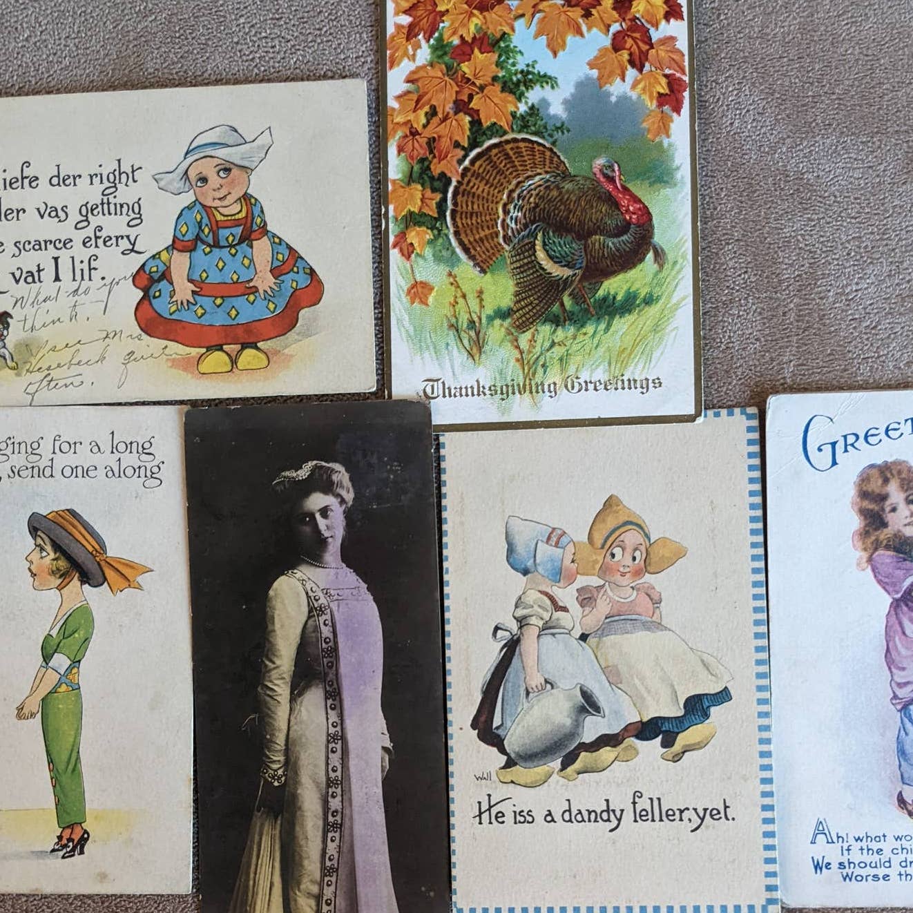 C1900-1915 Antique Postcard Lot Set Of 7 Graphics 1900s Womens Fashion