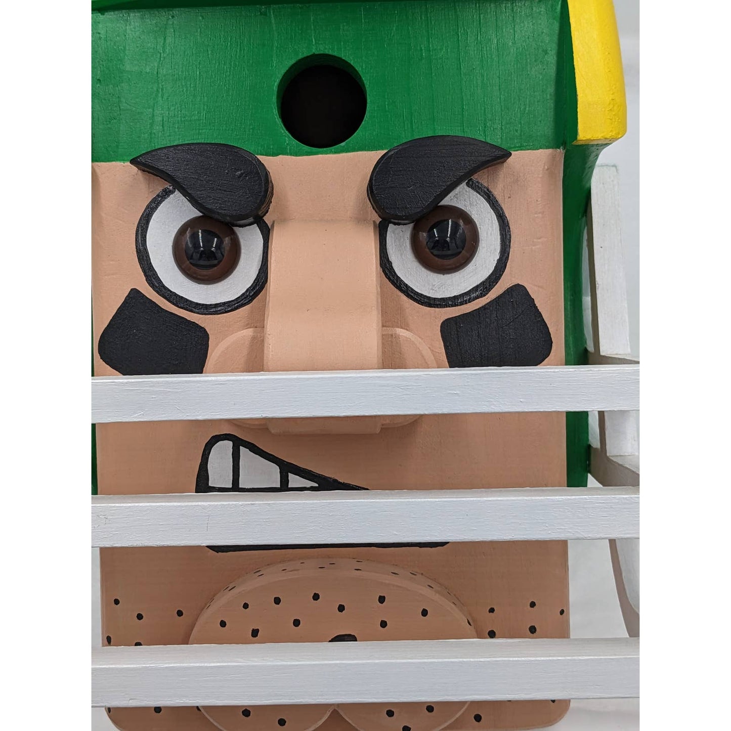 Football Player In Helmet Decoration Wooden Green Yellow Bird Feeder Piggy Bank