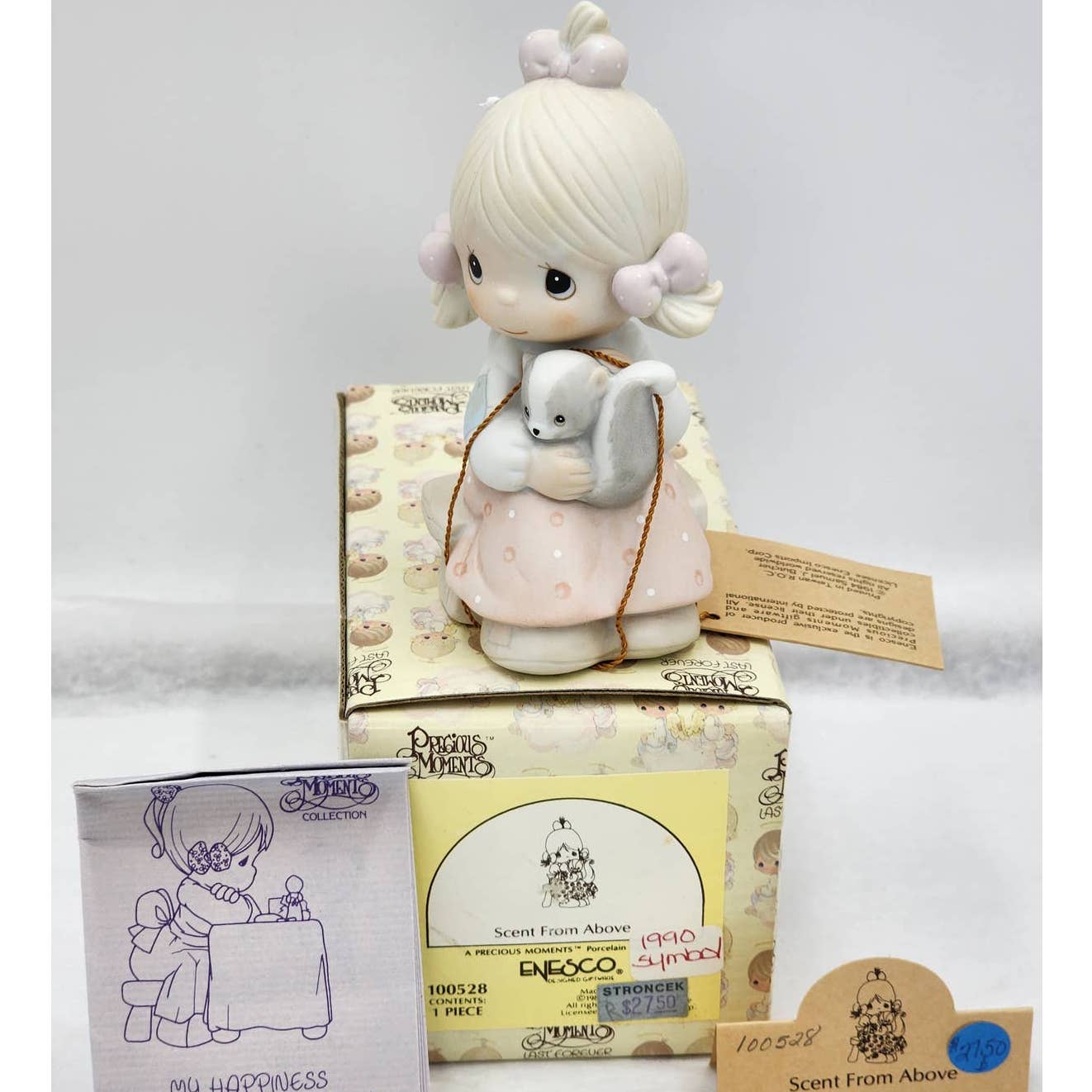 Precious Moments Figurine Scent From Above 100528 Vintage Girl Skunk W/Box Tags