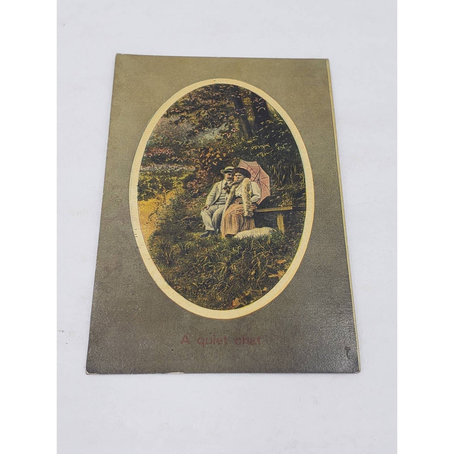 c1910 A Quiet Chat Theochrom Series Are You Angry With Me Antique Postcard