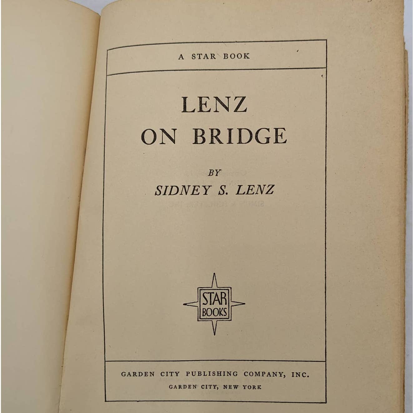 Lenz On Bridge By Sidney Lenz A Star Book Classic Bridge Manual Antiquarian 1926