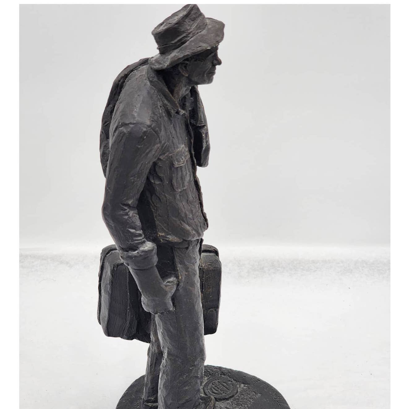 Michael Garman Sculpture Traveler American Unsung Heroes Vintage 12" Signed 1970