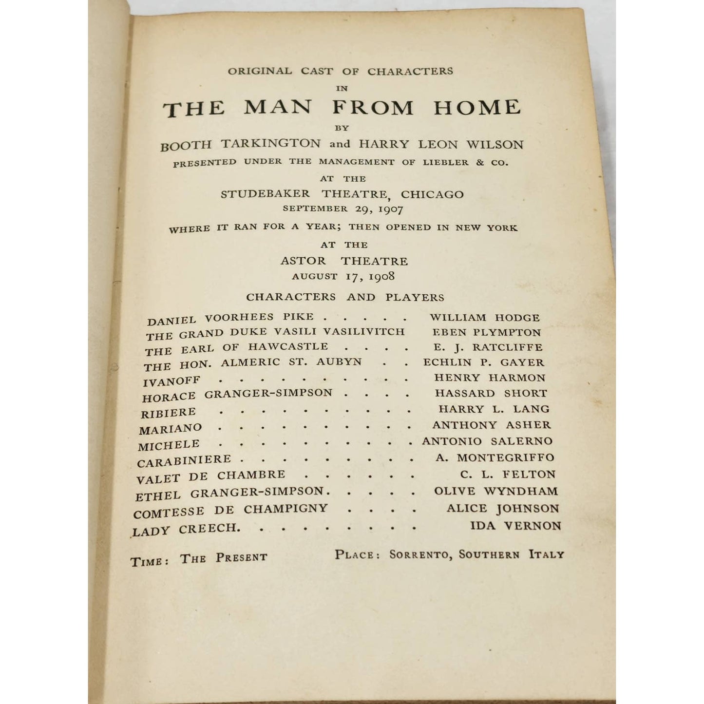 The Man From Home By Booth Tarkington Henry Leon Wilson Play Antiquarian 1908