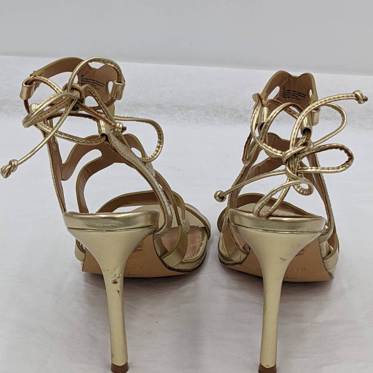 Express Womens Gold Open Toe High Heels Size 8