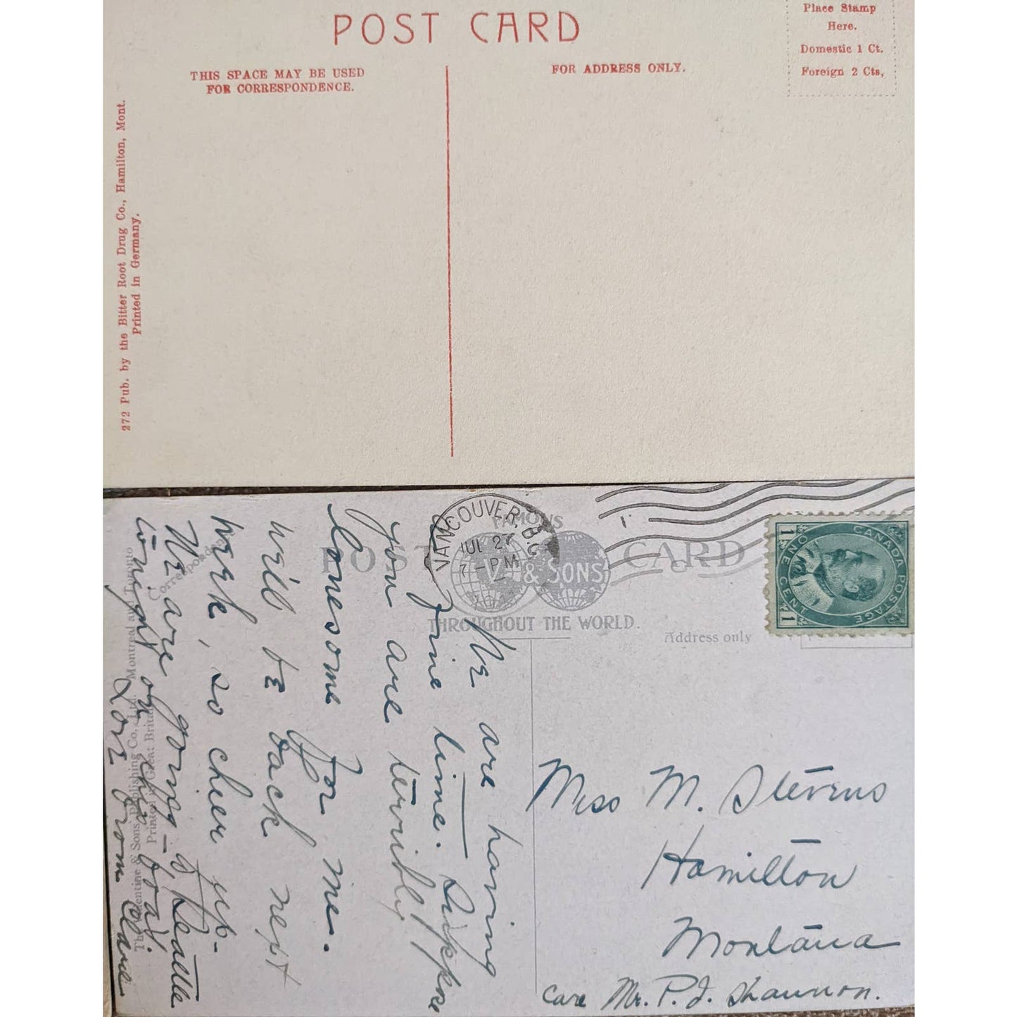 C1908 Antique Postcard Big Sioux River SD Princess Victoria Bitter Root River MT