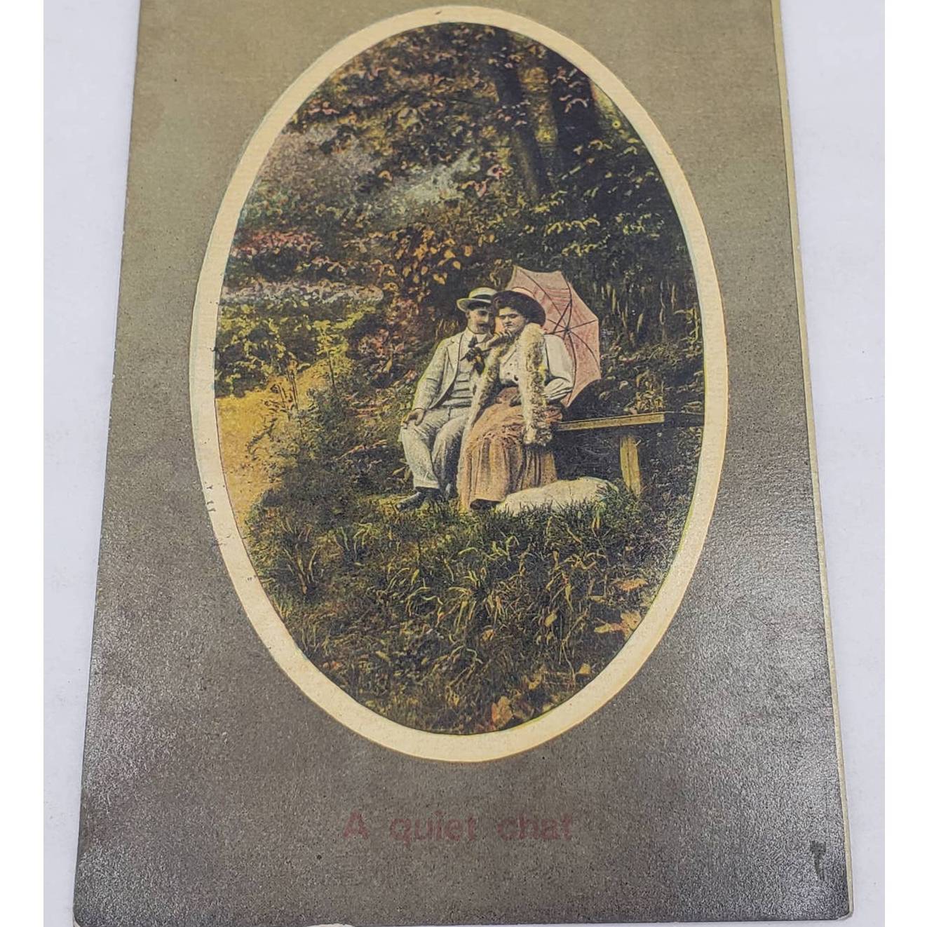 c1910 A Quiet Chat Theochrom Series Are You Angry With Me Antique Postcard