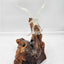 Vintage Glass Eagle Resting Glass Branch Rested Large Wood Base Tree Trunk 16"