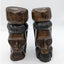 Vintage Jamaica Wooden Carved Bust Figurine Pair Female And Bearded Male 9" Tall