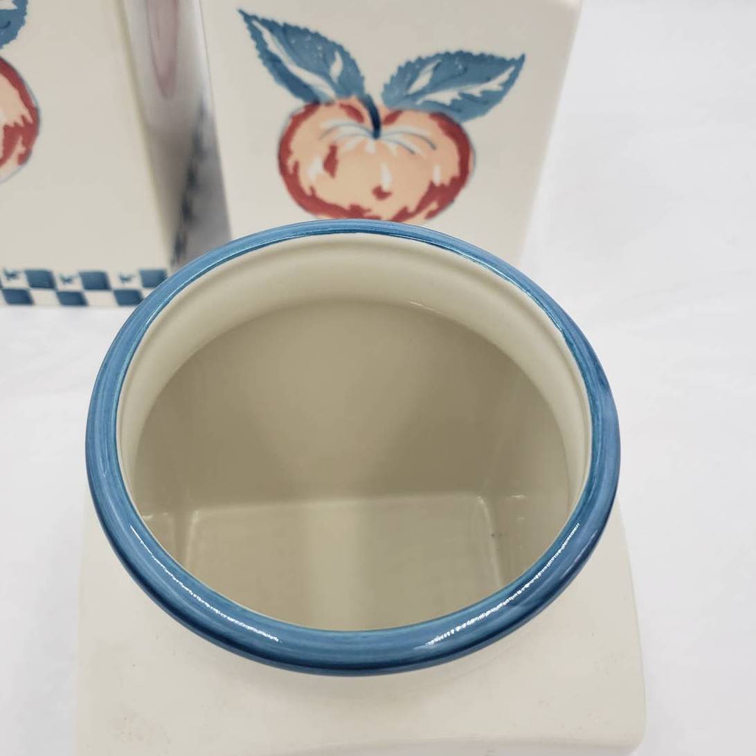 Canister w/Lids Set of 3 Marketplace Apples and Gingham Portugal 9" Tallest