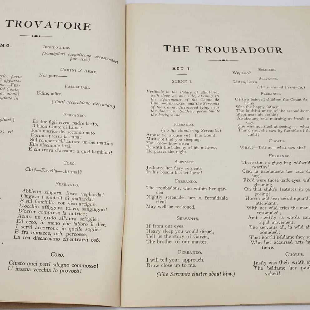 Chicago Civic Opera Libretto Fred Rullman IL TROVATORE Gallet Le Jade Perfume Ad