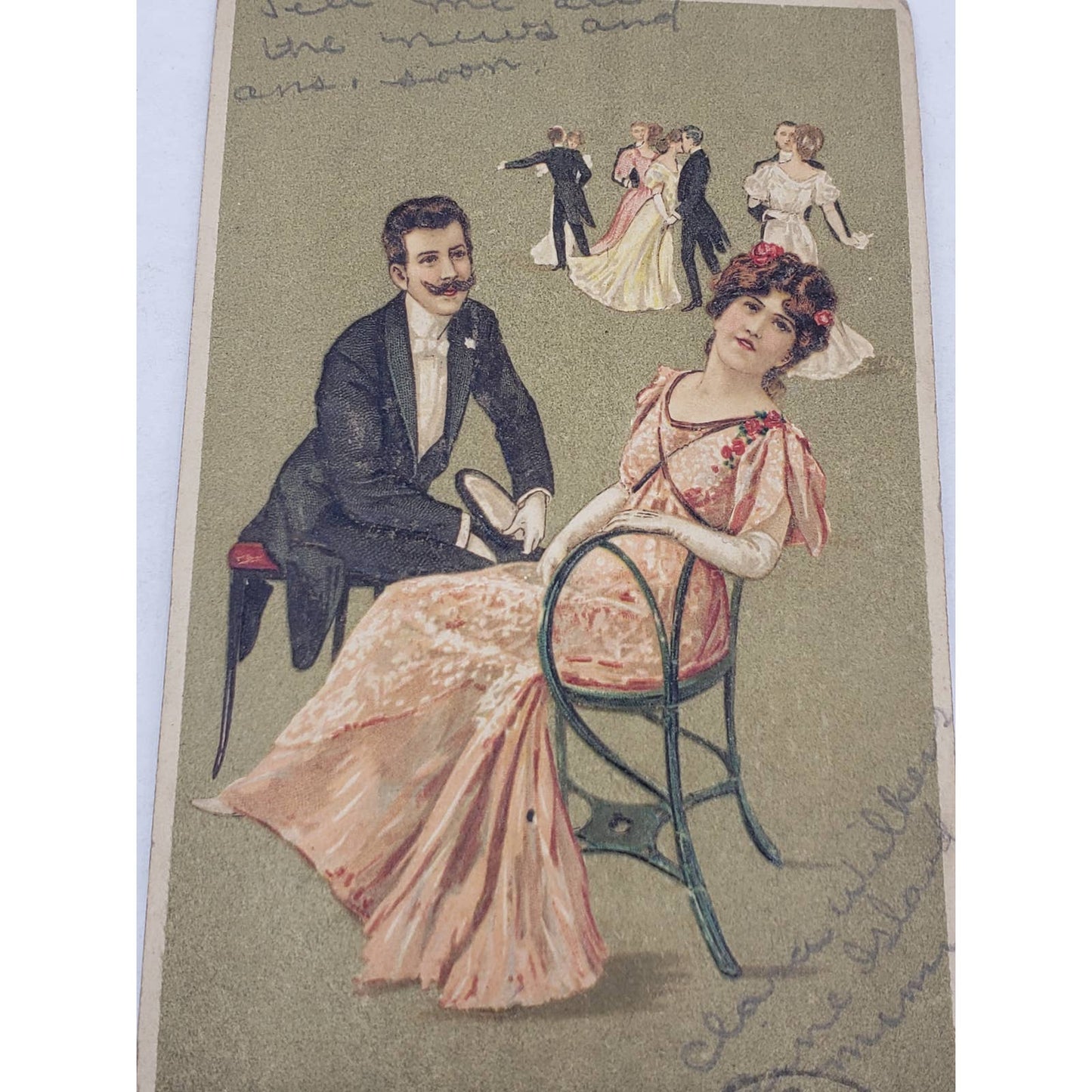 c1900s Dance Card Romantic Antique Postcard