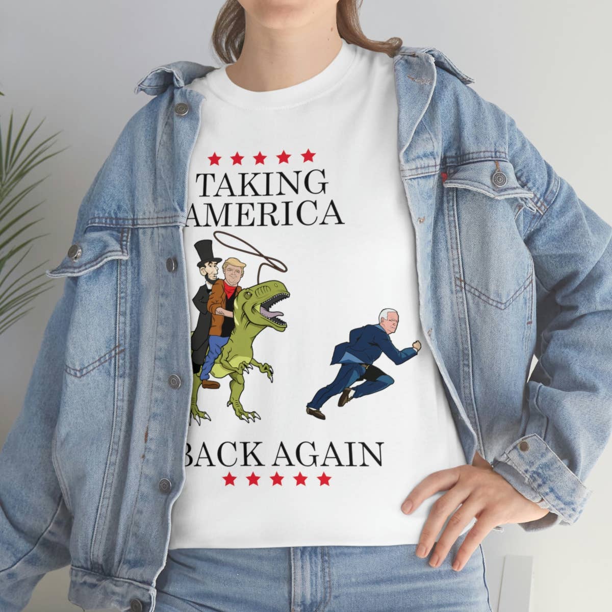 Trump Lincoln Taking America Back Again Unisex Tshirt Riding Dinosaur Run Biden