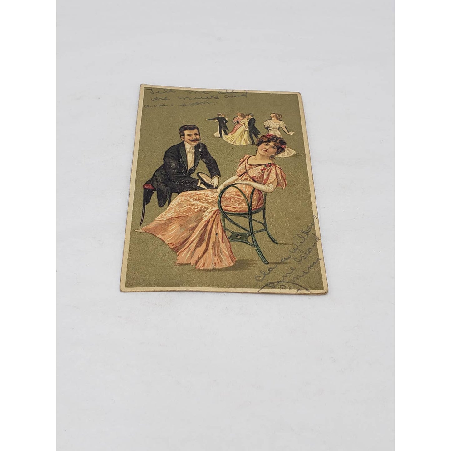 c1900s Dance Card Romantic Antique Postcard