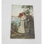 Early 1900s Romance Antique Postcard Stock Photo Couple Stroll Umbrella Romantic