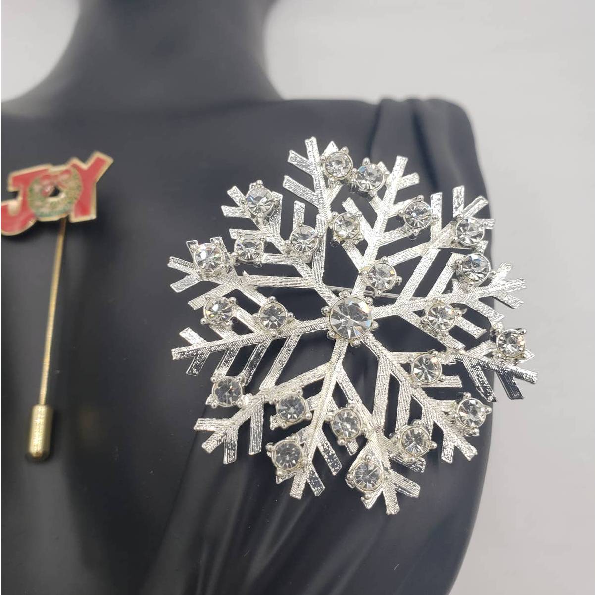 Merry Christmas Brooch Lot of 4 Joy Stickpin, Angel, Snowflake, Three Wise Man