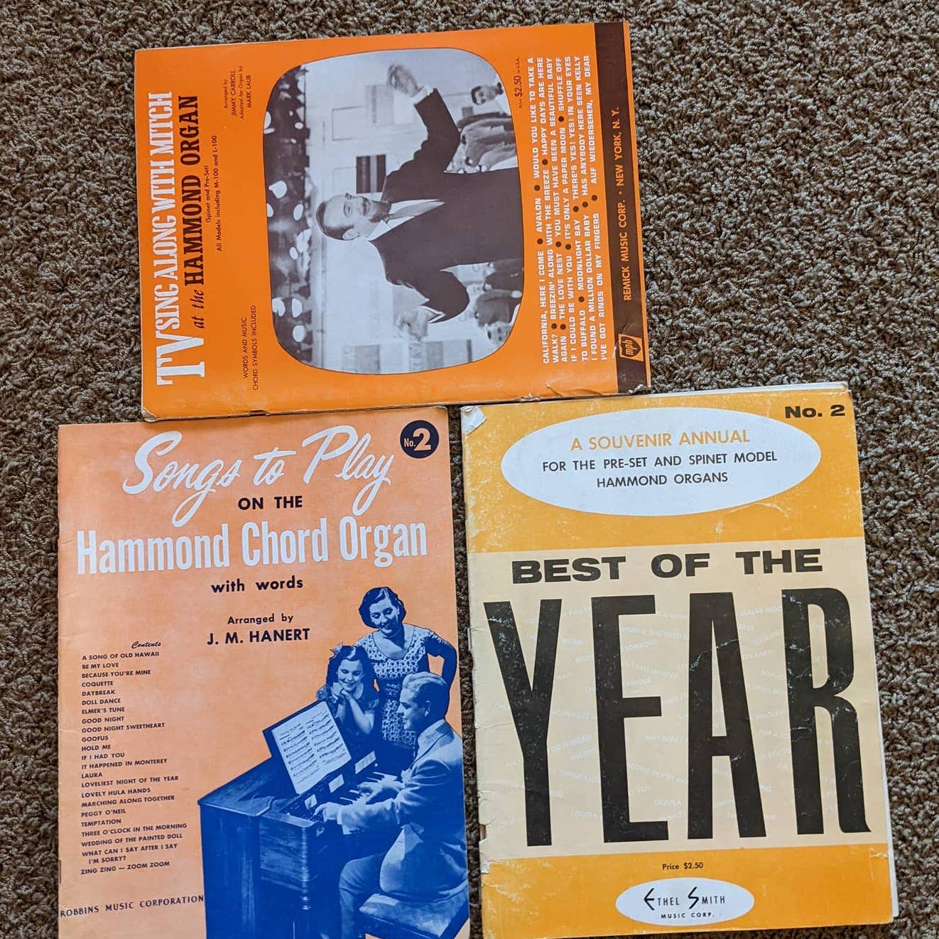 Music Sheets Lot 3 Hammond Chord Organ TV Sing Along With Mitch