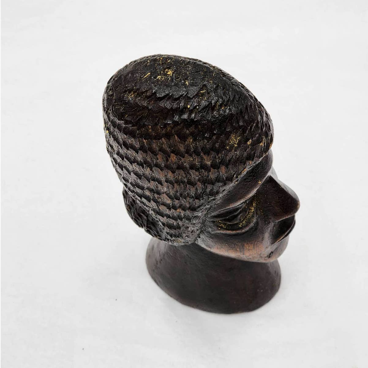 Vintage African Figurine Hand Carved Wooden Sculpture Statue Bust 8" Tall