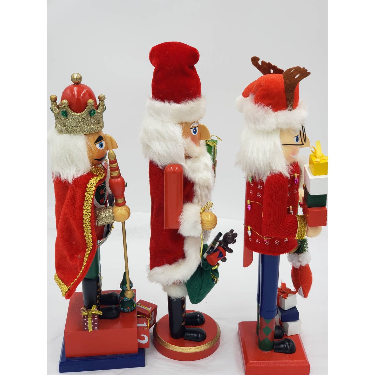 Nutcracker 14" Lot Set of 3 Ugly Christmas Sweater, Days Until Christmas, Santa