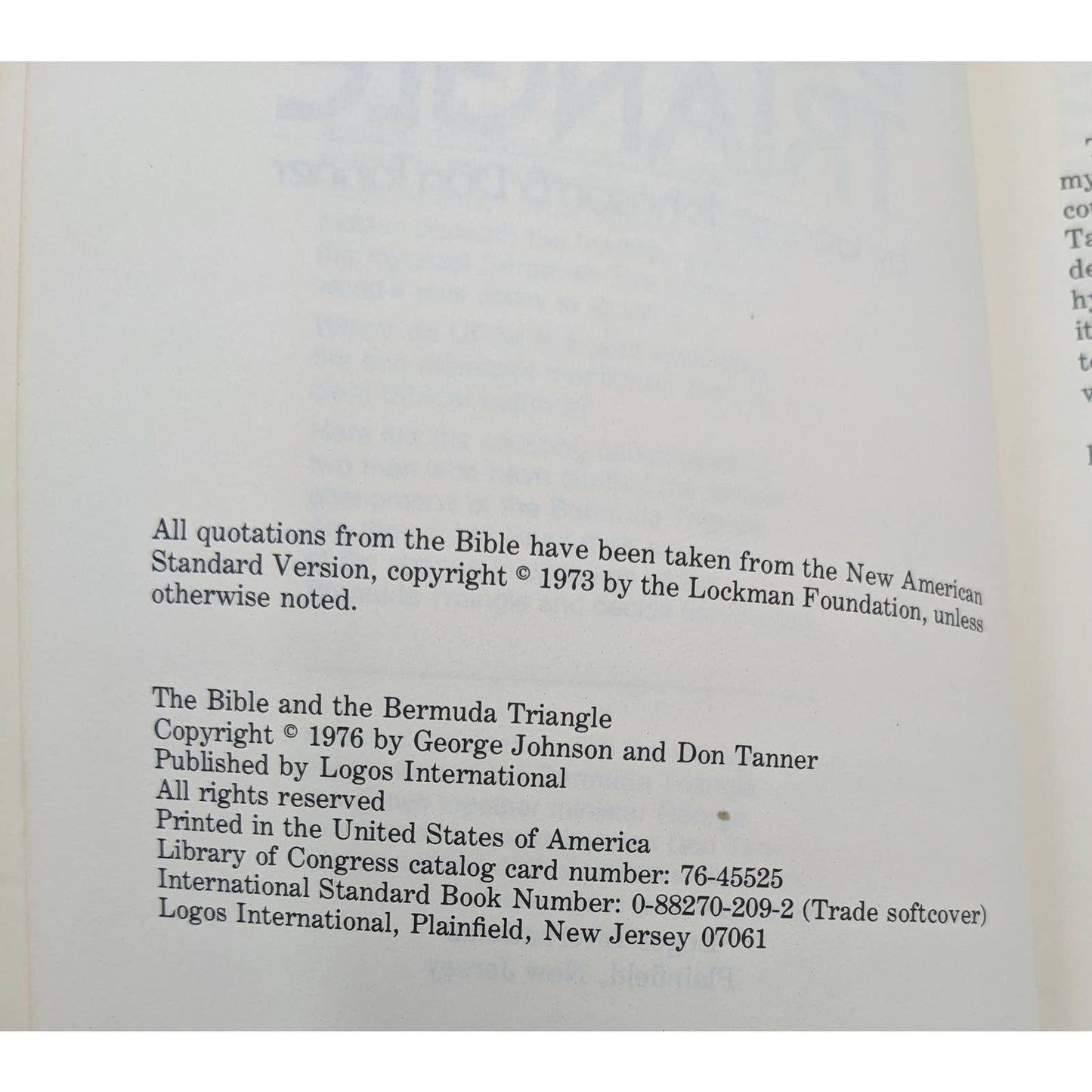 Bible And Bermuda Triangle By George Johnson Don Tanner Vintage Paperback 1973