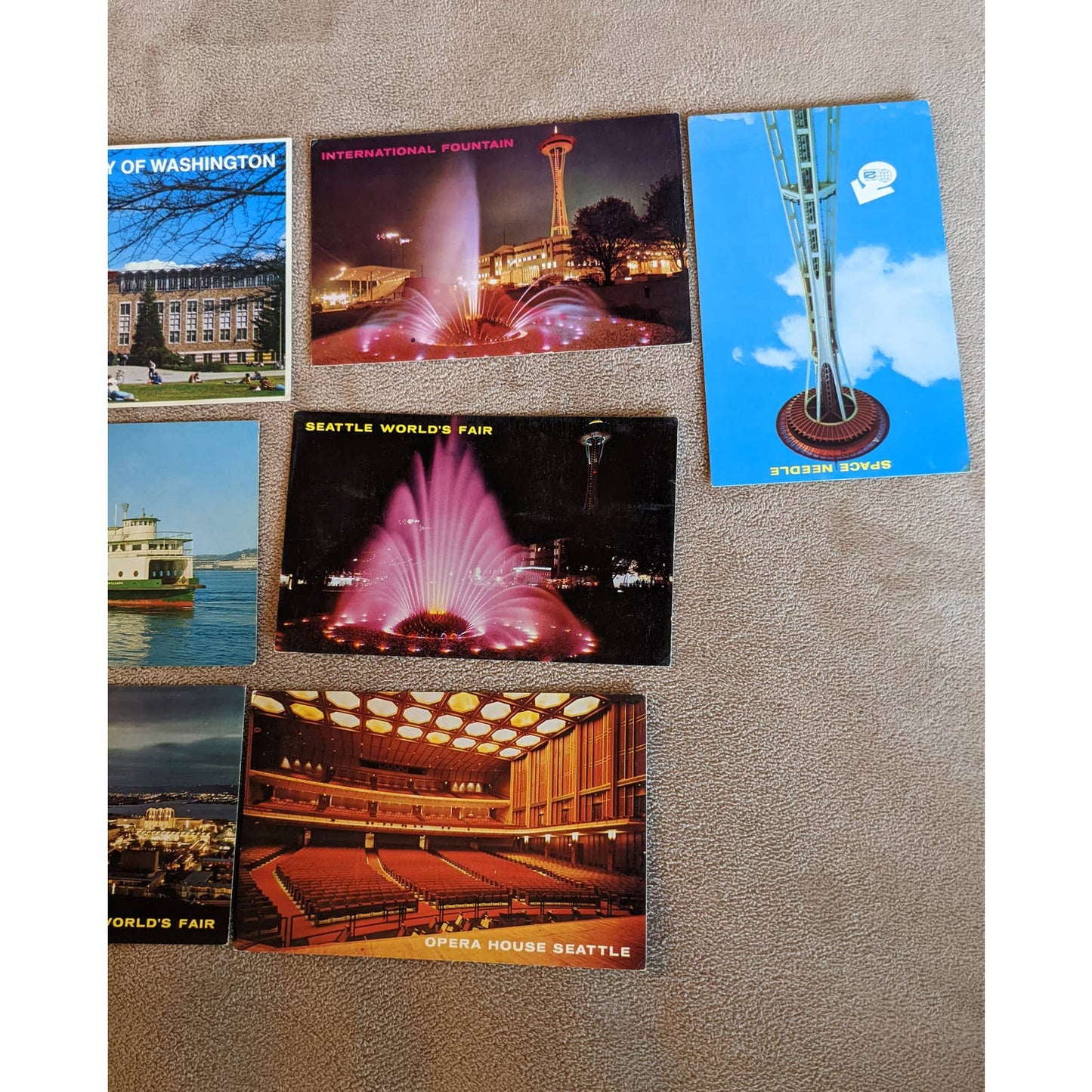 Vintage Seattle World Fair Postcard Lot Washington Opera House, Alweg Monorail