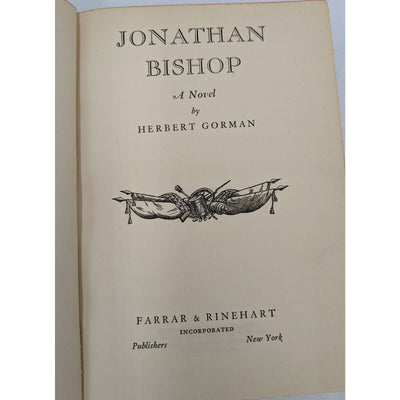 Jonathan Bishop By Herbert Gorman Vintage Historical Novel 1933