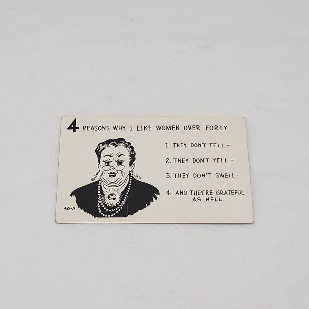 Cooper Photo Humor Laff Card 4 Reasons I Like Women Over 40 Vintage Postcard