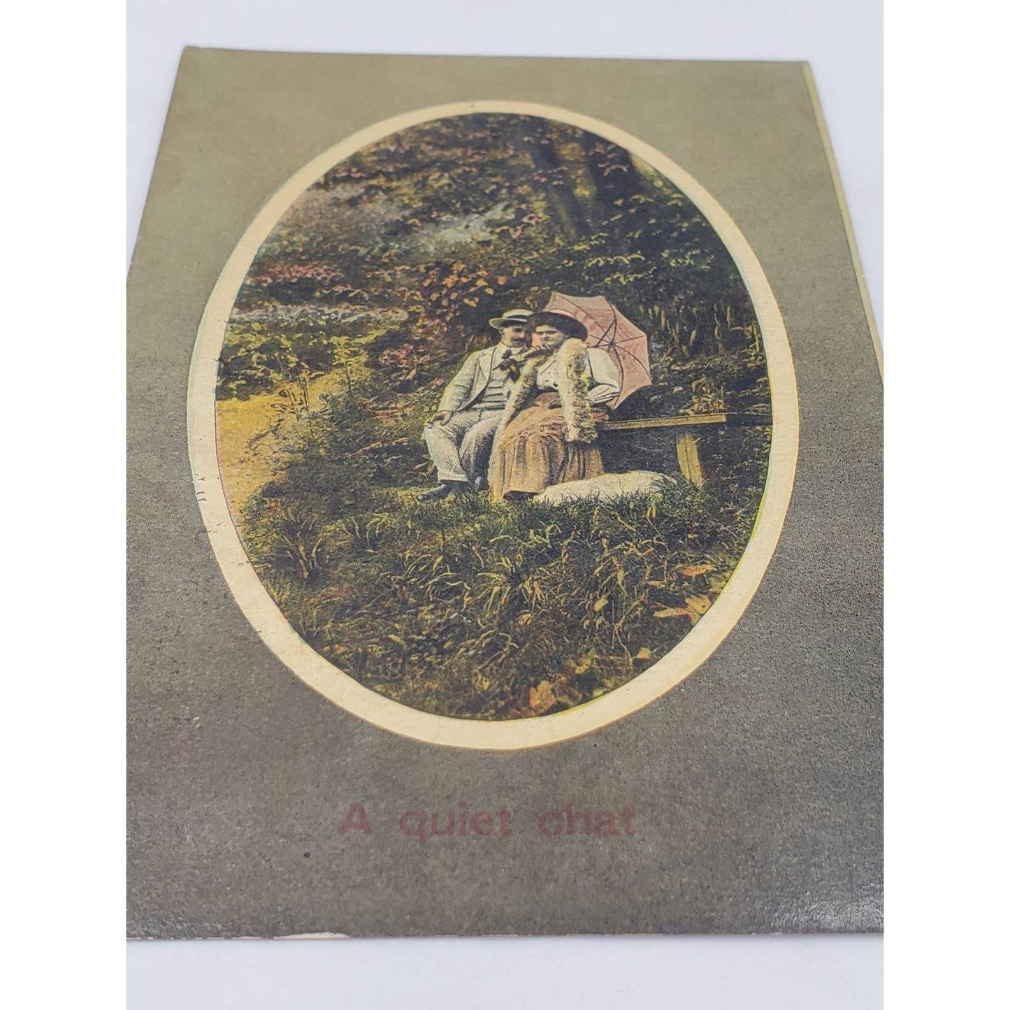 c1910 A Quiet Chat Theochrom Series Are You Angry With Me Antique Postcard
