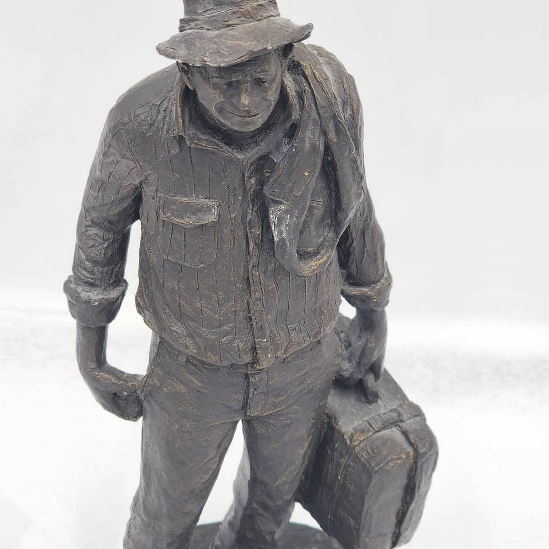 Michael Garman Sculpture Traveler American Unsung Heroes Vintage 12" Signed 1970