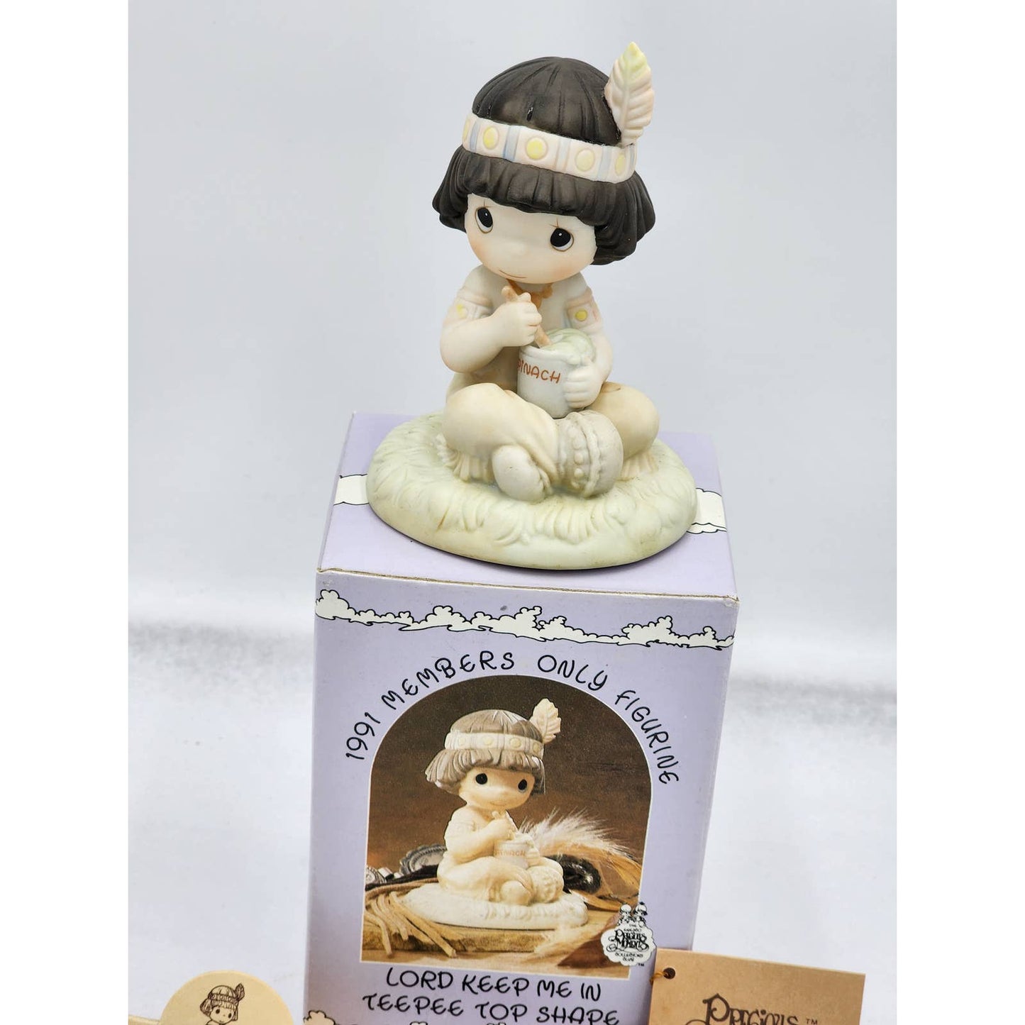 Precious Moments Figurine Lord Keep Me In Teepee Top Shape 1991 Vintage Box Tag