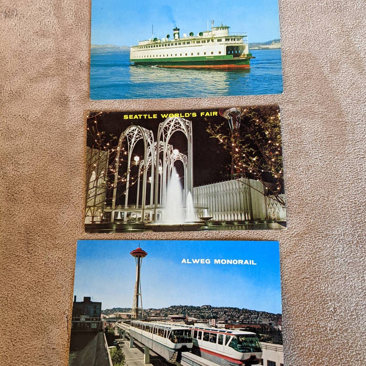 Vintage Seattle World Fair Postcard Lot Washington Opera House, Alweg Monorail