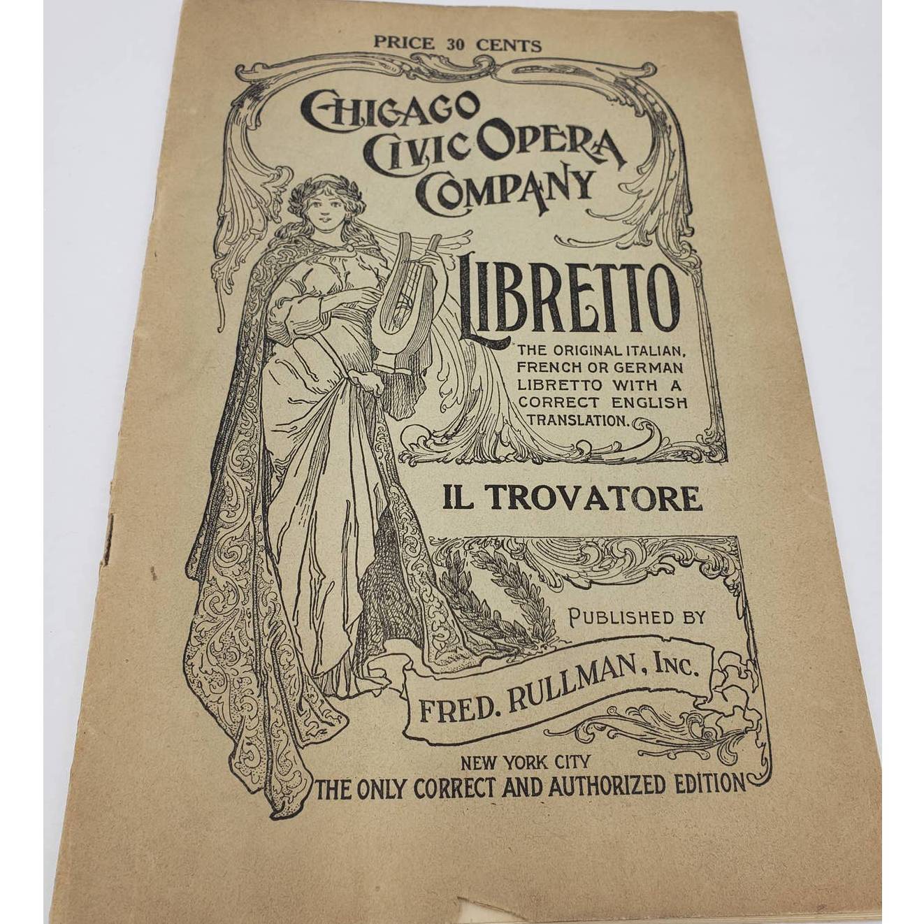 Chicago Civic Opera Libretto Fred Rullman IL TROVATORE Gallet Le Jade Perfume Ad