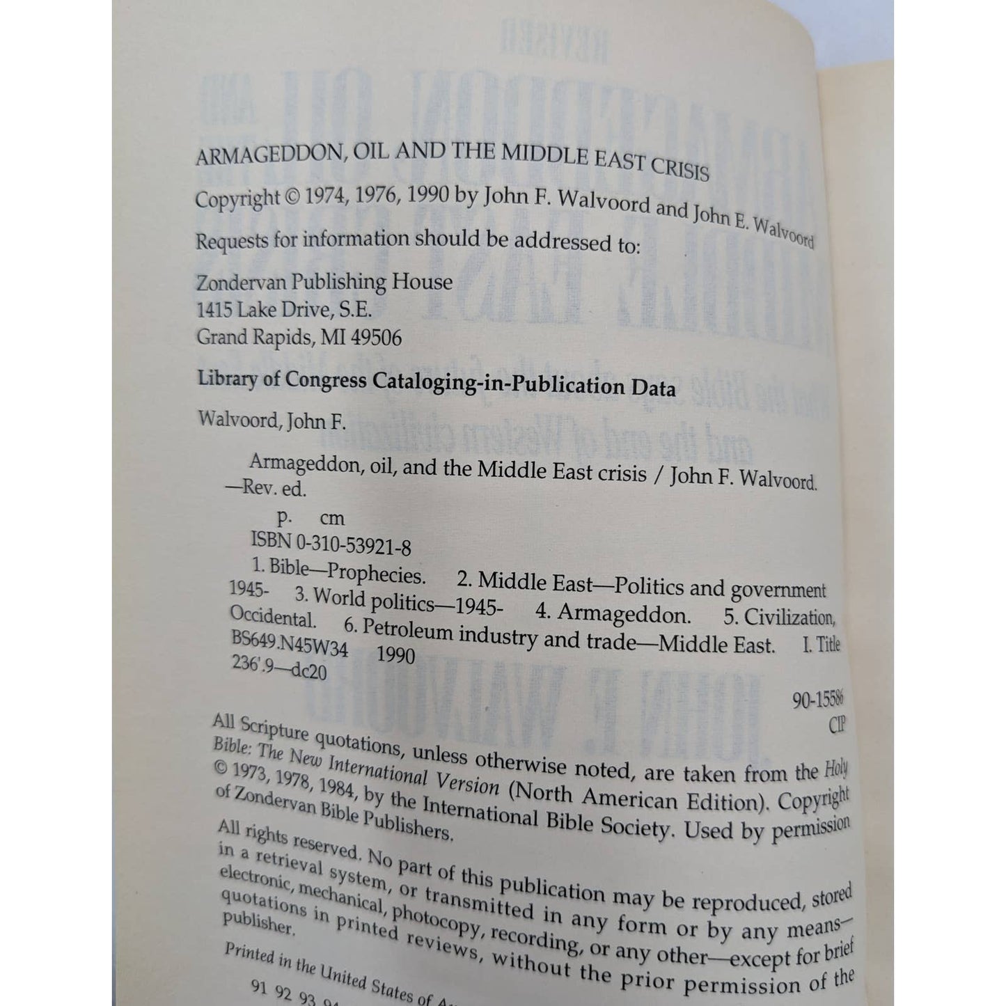 Armageddon, Oil, Middle East Crisis By John F. Walvoord Bible Prophecy Paperback