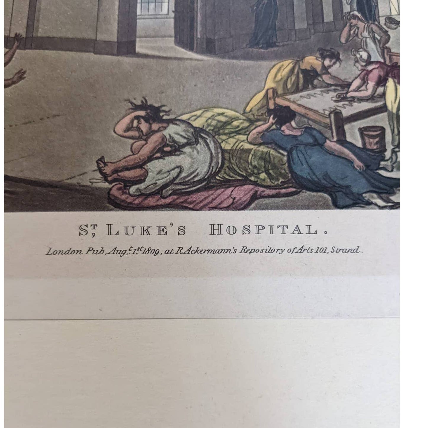 Antique St. Luke's Hospital London Pub Aug 1 1809 R Ackermann Repository of Arts