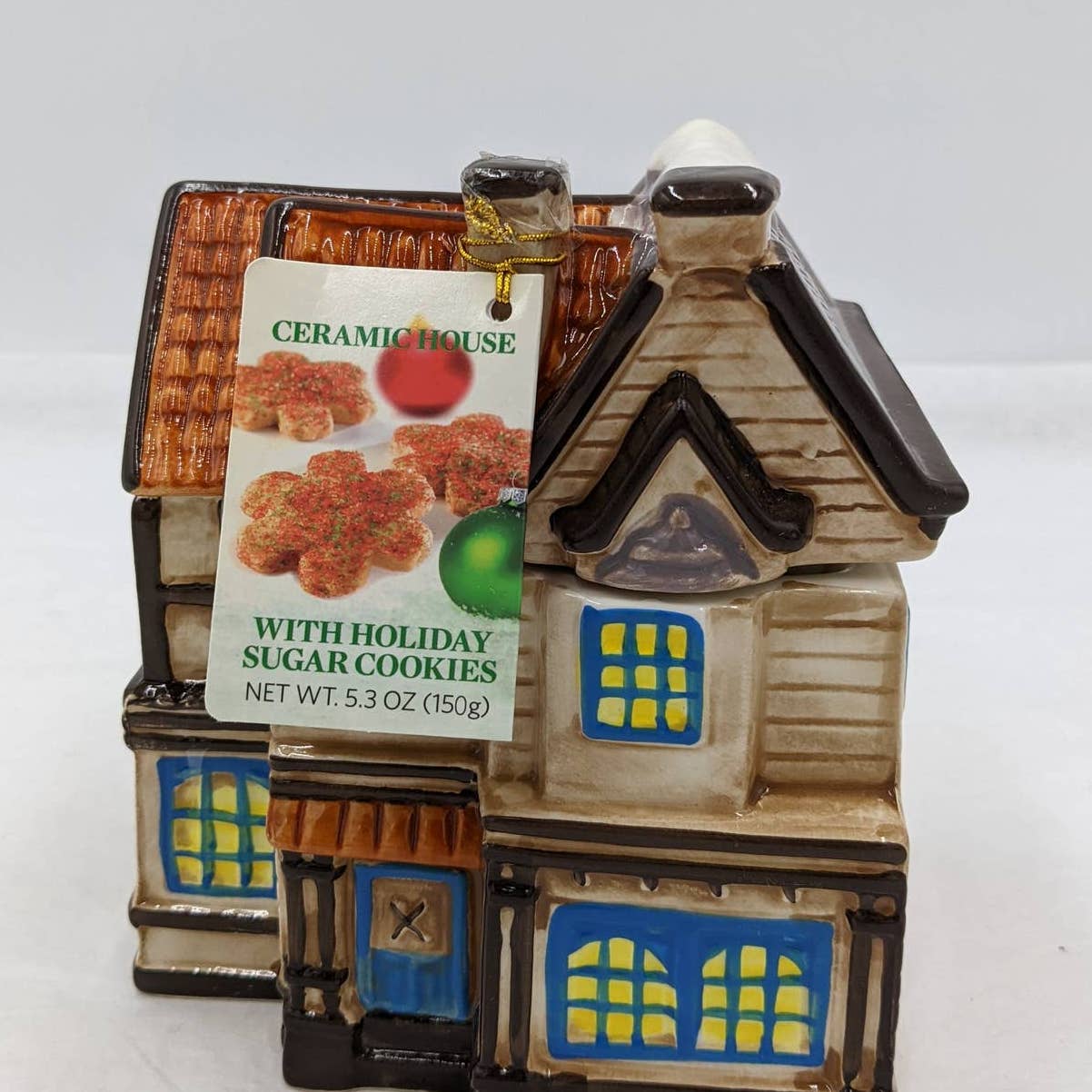 Vintage CIB Ceramic House Victorian Holiday Cookie Jars Canister Israel Set of 2