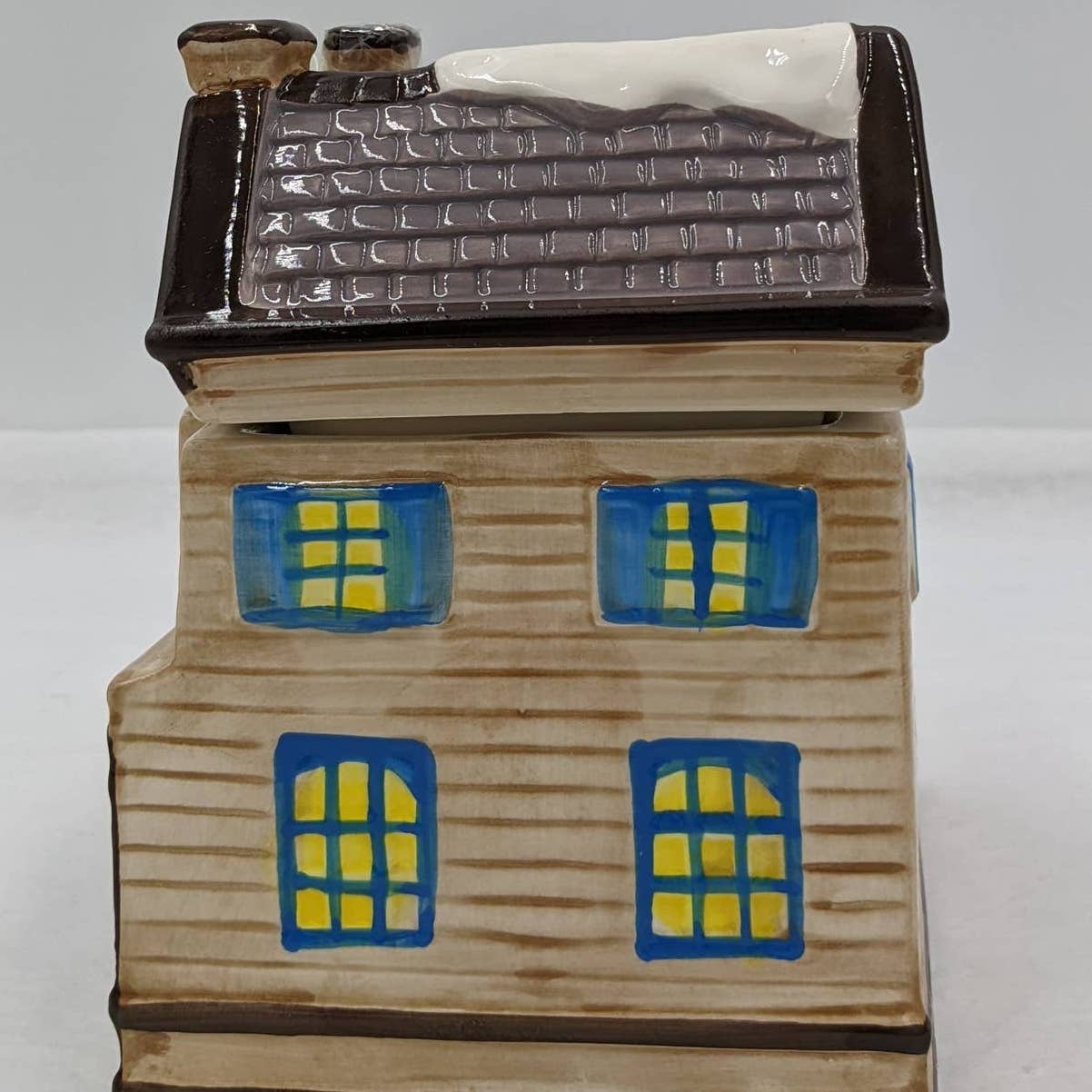 Vintage CIB Ceramic House Victorian Holiday Cookie Jars Canister Israel Set of 2