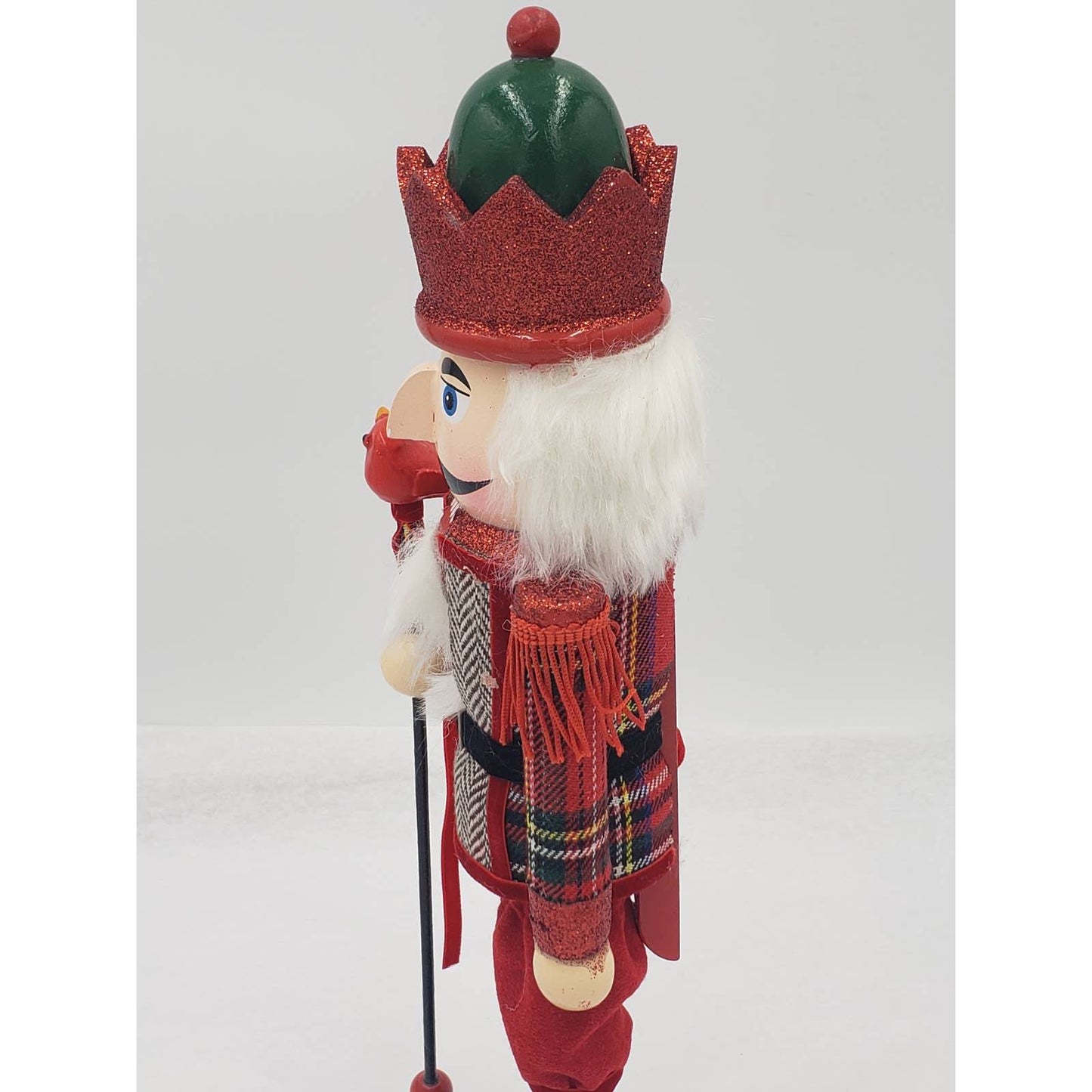 Nutcracker Red Bird Cane Glittered 15" Tall